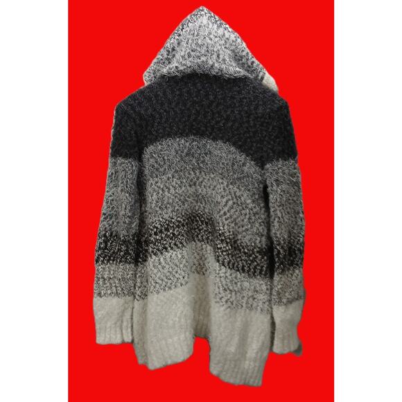 Absolutely Famous Open Cardigan/Striped /Hooded /Mohair/ Retro/Comfy - Picture 4 of 12